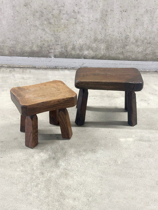 Juego de 2 taburetes vintage brutalistas