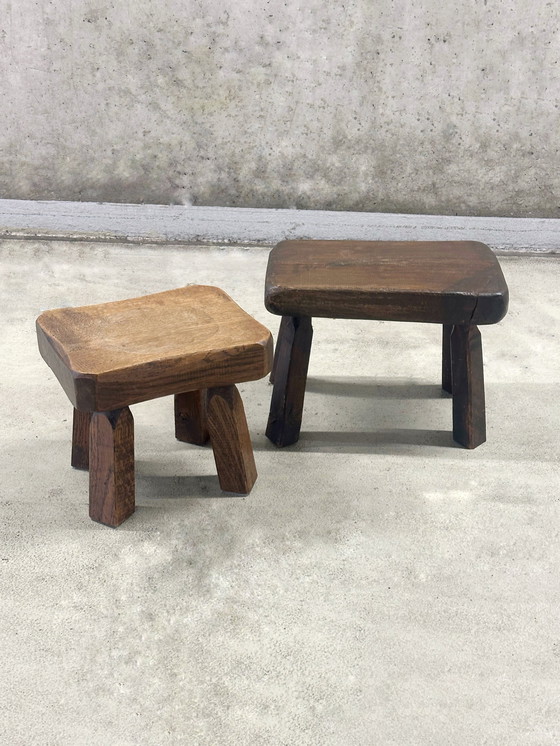 Image 1 of Set di 2 sgabelli vintage brutalisti