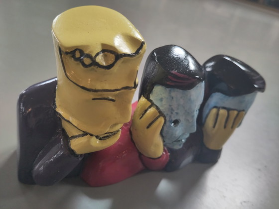 Image 1 of Herman Brood, resin sculpture, hear-see-speak-silence.