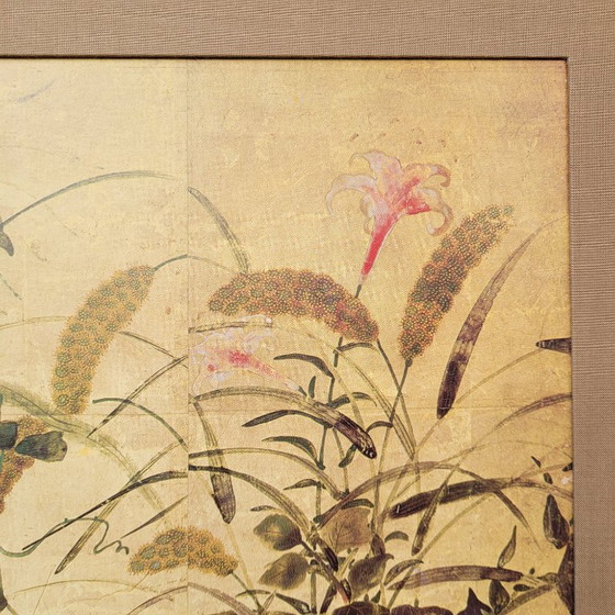 Image 1 of Afdruk op papier, fragment van “Zomer- en herfstbloemen”, Tawaraya Sōtatsu, Rimpa-school, jaren 90 - Japan