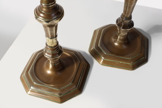 Image 1 of Coppia di antichi candelieri francesi in rame, ca. 1800