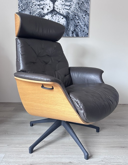 Flexlux Volden Met Hocker Design Fauteuil – Wood, Leather (photo 2 of 10)