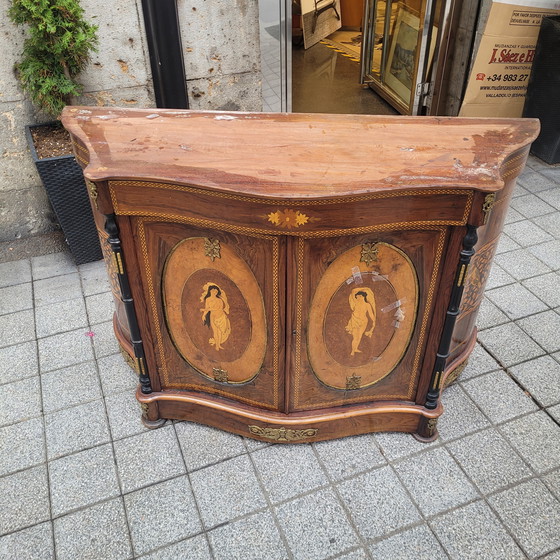 Image 1 of Mueble Entredós / Buffet / Credenza Escuela Catalana, Mármol Y Marquetería, S. Xx – Cataluña