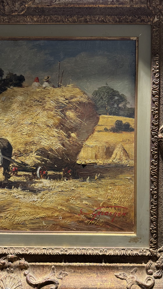 Image 1 of Simon van Gelderen Signed Vintage Oil Painting Mediterranean Rural Scene