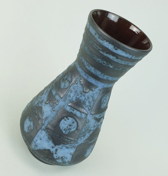 Image 1 of vase carstens decor ankara bleu gris glacure metallique no. 1218-29 céramique du milieu du siècle 1960 WGP