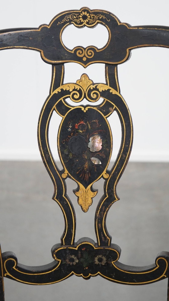 Image 1 of Antiker französischer Stuhl Napoleon 3 mit Perlmuttintarsien
