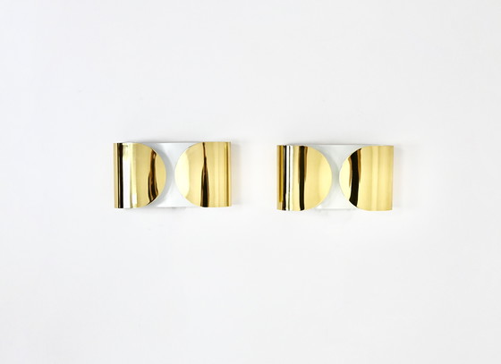 Image 1 of Lampes murales Golden Foglio par Tobia & Afra Scarpa pour Flos, 1960, ensemble de 2
