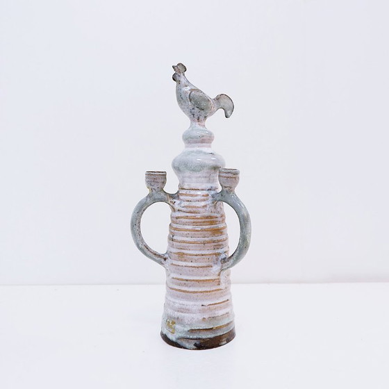 Image 1 of Bougeoir à trois lumières en céramique émaillée, dans le style de Jacques Pouchain