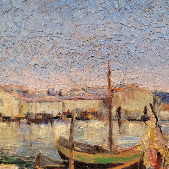 Image 1 of Huile sur panneau « Marina », École française, XIXe/XXe siècle – France