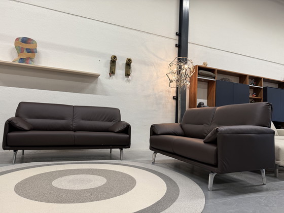 Image 1 of 2 Leolux Bora Balanza Sofa 2.5 & 2 Seater Wapiti Brown Leather
