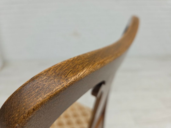 Image 1 of 1930s, set of 6 Danish vintage chairs, furniture velour, oak wood, reupholstered.