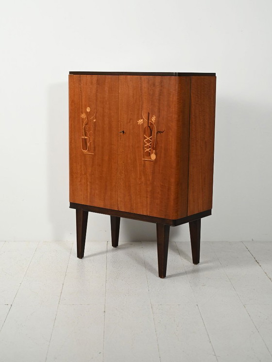 Image 1 of Scandinavian 1940s bar cabinet with inlays