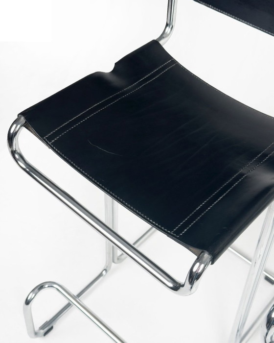 Image 1 of Vintage barkrukken van Linea Veam, paar, leer en chroom, jaren 60