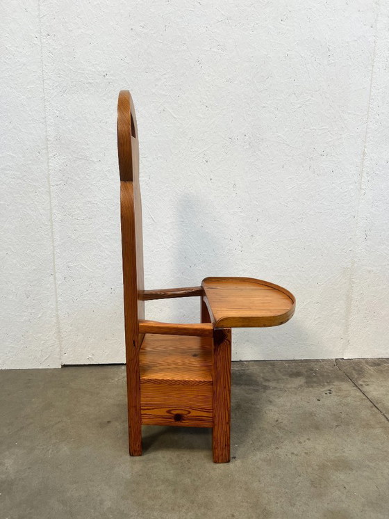 Image 1 of Vintage High Chair, Brutalist, Pine Wood 1970s