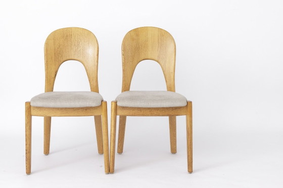 Niels Koefoed Danish Teak Dining Chair, 1970s Mid-Century Modern, Light Grey Upholstery, 2 Available, Wood (photo 11 of 12)