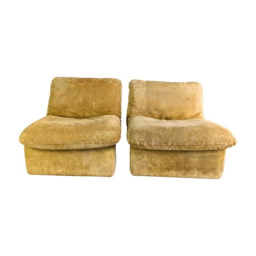 Set of 2 Space Age armchairs three-point - COR Luigi Colani suede