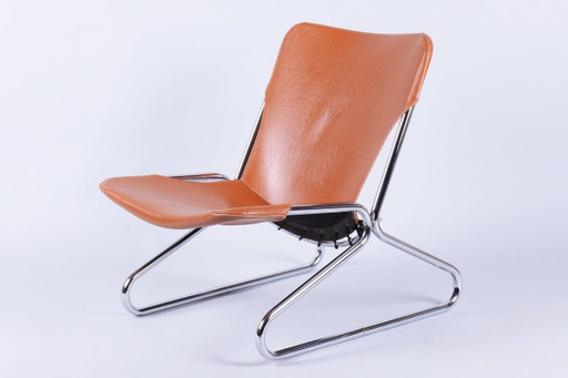 Poltrona Bauhaus restaurata, di Lusch and Co West, Cromo, Pelle, Germania, anni '70