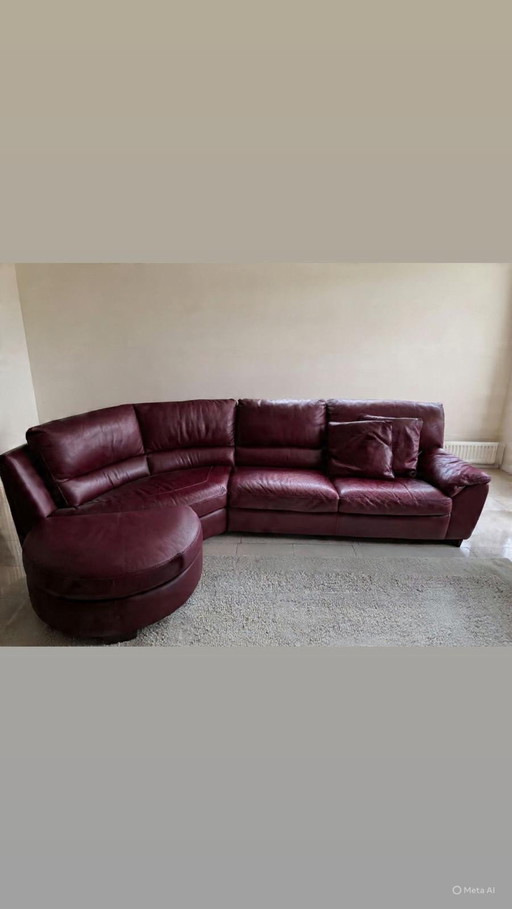 Divano in pelle rosso Bordeaux Natuzzi