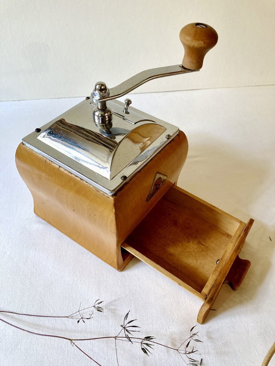Image 1 of Wooden coffee grinder, Deve brand (Netherlands), 1950s