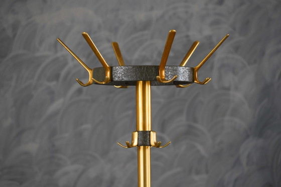 Image 1 of Vintage Brass & Metal Coat Stand By Jacques Adnet, France 1950’s