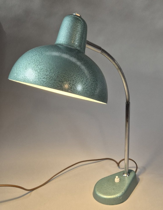 Bureau tafellamp met flexibele arm, groen, Aluminor, Tafellampen, Metaal, Chroom, Vintage (foto 9 van 10)