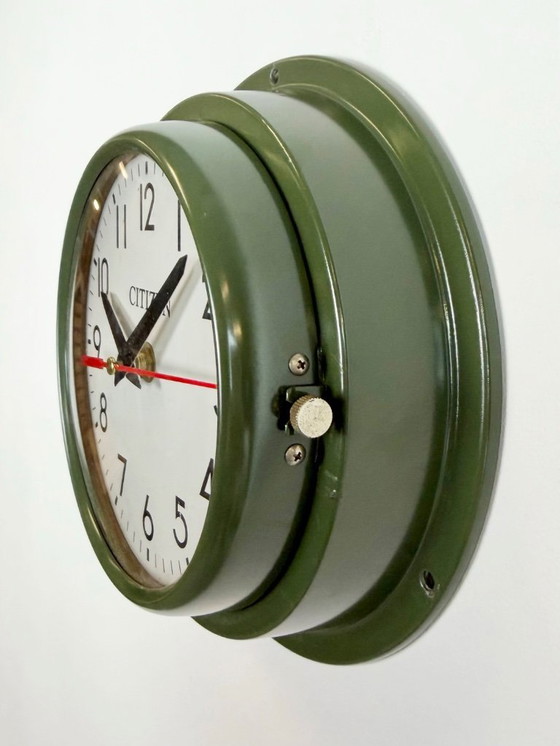 Image 1 of Vintage Green Citizen Ships Wall Clock, 1980s