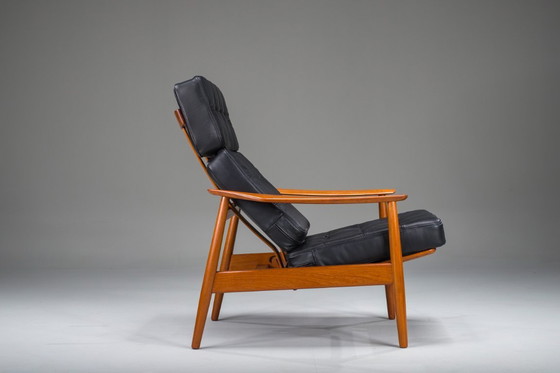 Image 1 of  Mid Century Modern FD 164 fauteuil in teak en zwart leer van Arne Vodder voor Cado, Denemarken, 1960