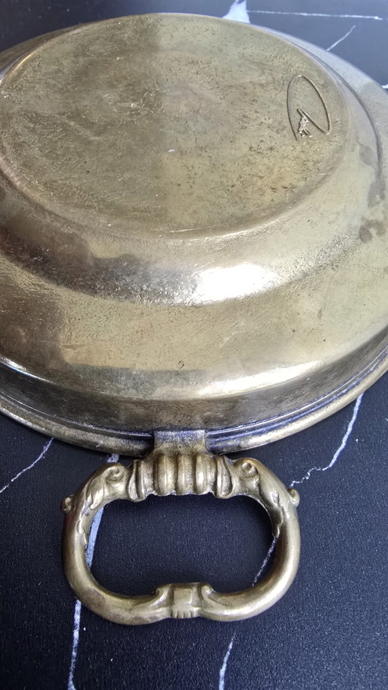 Vintage Solid Brass Studio Bowl – Signed Artisan Piece (1950s–1970s) (photo 4 of 15)
