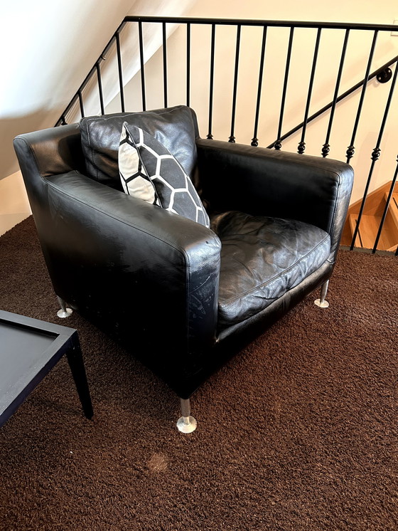 Image 1 of Harry B&amp;B Italia Duo Armchair Set - Pelle nera