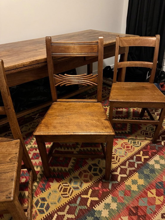 Image 1 of French farmhouse table with bench and chairs