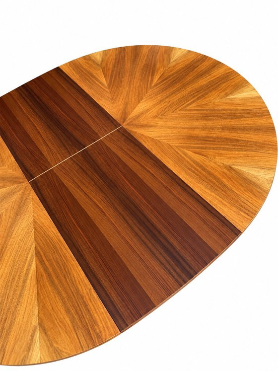 Round Extendable Dining Table by EMU, Italy, 1960s – Wood, polished steel (photo 4 of 5)