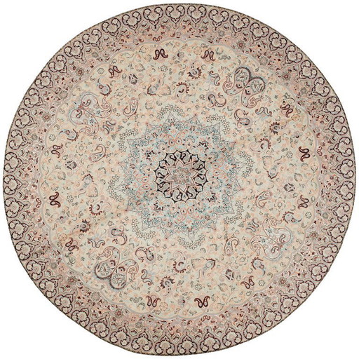 Tovaglia orientale fatta a mano, finemente lavorata con fili di seta, 100 x 100 cm