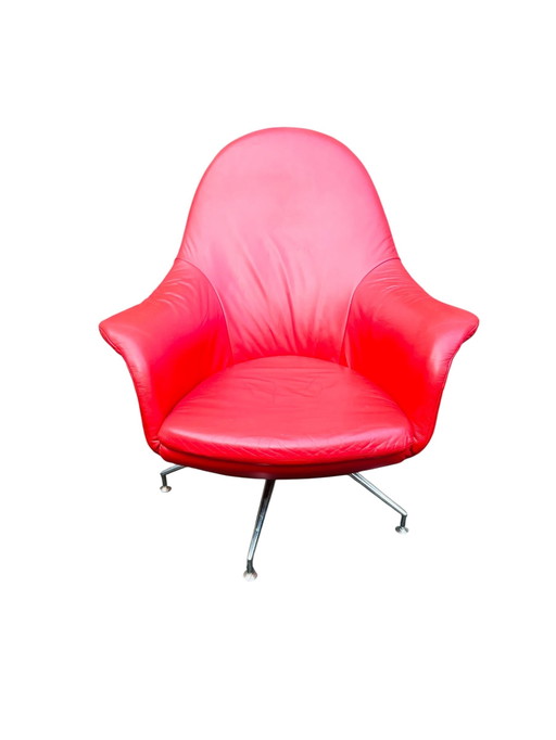 Sgabello vintage in rode Topform jaren 70-80 | leren draai fauteuil della metà del secolo