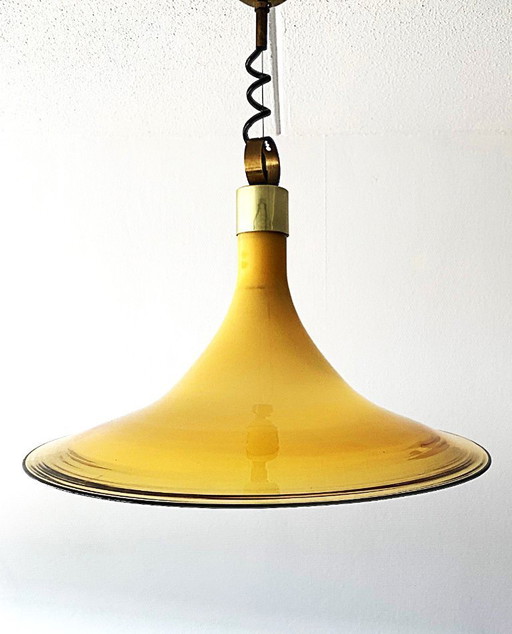 Lampada a sospensione Cosack in vetro di Murano color ambra