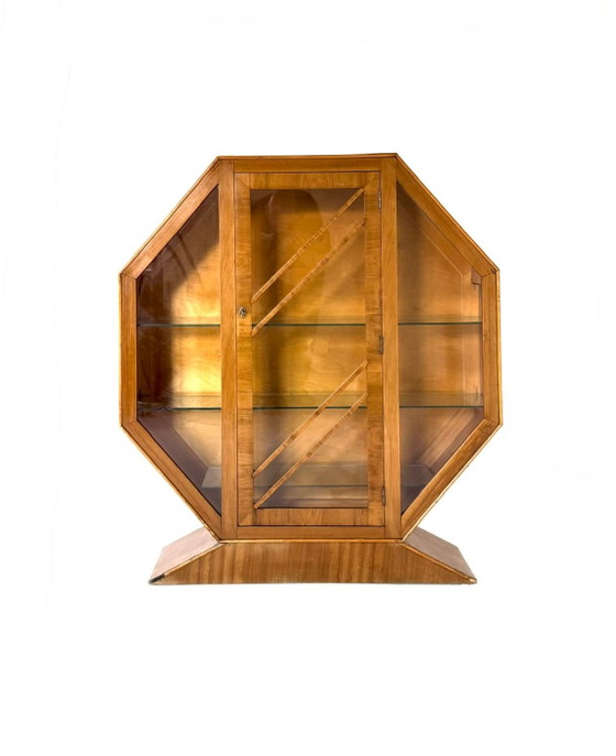 Vetrina ottagonale Art Déco vintage, anni '30 – Vetrine, Vetro, Legno (photo 2 of 10)
