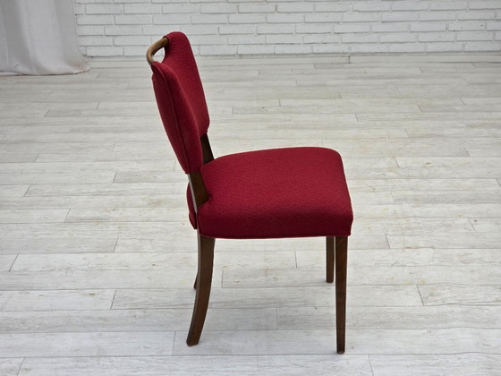 Image 1 of 1960, set van 6 Deense eetkamerstoelen van Slagelse Møbelværk, meubelwol, beukenhout.