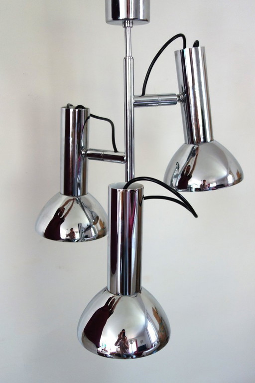 Lampadario a 3 faretti cromato degli anni '70