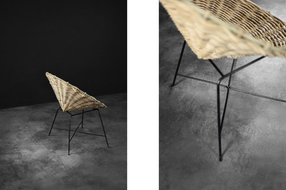 Image 1 of Fauteuil rond en bambou tressé Vintage Mid Century German Modern, 1960s