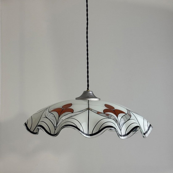 Grote Vintage Hanglamp uit de jaren 80, Hanglampen, Metaal, Wit, Design (foto 2 van 8)
