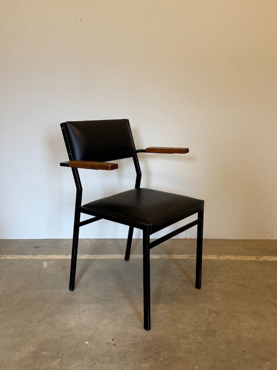 Vintage Armstoel in de Stijl van Martin Visser SE21 - Jaren 60 – Bureaustoelen, Metal, Wood (photo 4 of 9)