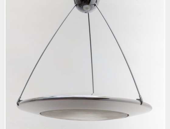 Vintage Arteluce Mira C Chroom Hanglamp van Ezio Didone (ook te koop als set van 2) – Hanglampen, Glass, Metal (photo 5 of 5)