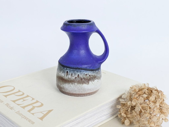 Image 1 of Steuler Keramik West-Duitsland vaas met blauw handvat, Fat Lava MCM 315/15 Cari Zalloni stijl