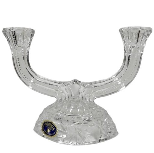 Bougeoir vintage en cristal Rossi Bohemia, cristal taillé au plomb, années 1930