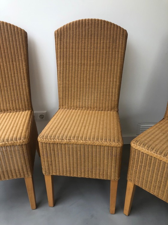 Image 1 of 4 chaises de salle à manger, Lloyd Loom, naturel