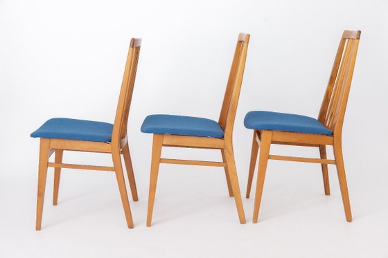 Set of 6 German Dining Chairs, 1960s | Solid Beech Mid-Century Chairs | Newly Upholstered – Textile (photo 5 of 10)