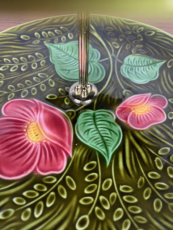 Image 1 of Vassoio/piatto in maiolica a due livelli, Sarreguemines, inizio XX secolo