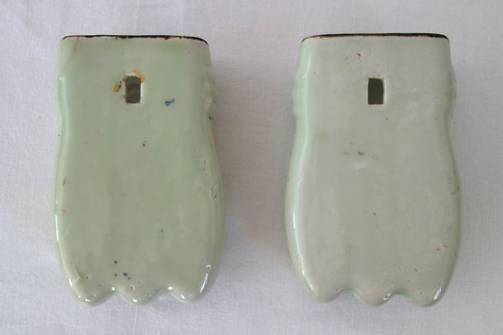 Image 1 of Celadon wall vase from Seto, Japan, late 19th century, set of 2