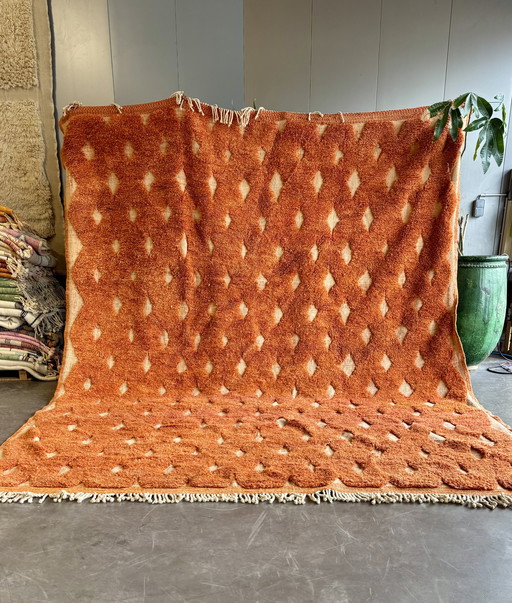 Tapis marocain Mrirt orange 300x400 cm, Authentique tapis marocain, tapis berbère
