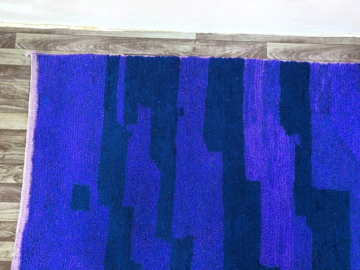 Tapis bleu marocain artisanal en laine 300cmx200cm