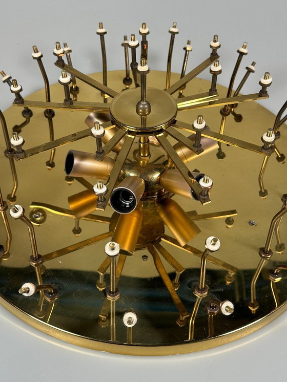 Image 1 of Lampada da soffitto Plafoniere anni '60-'70 Ernst Palme in ottone e vetro Germania